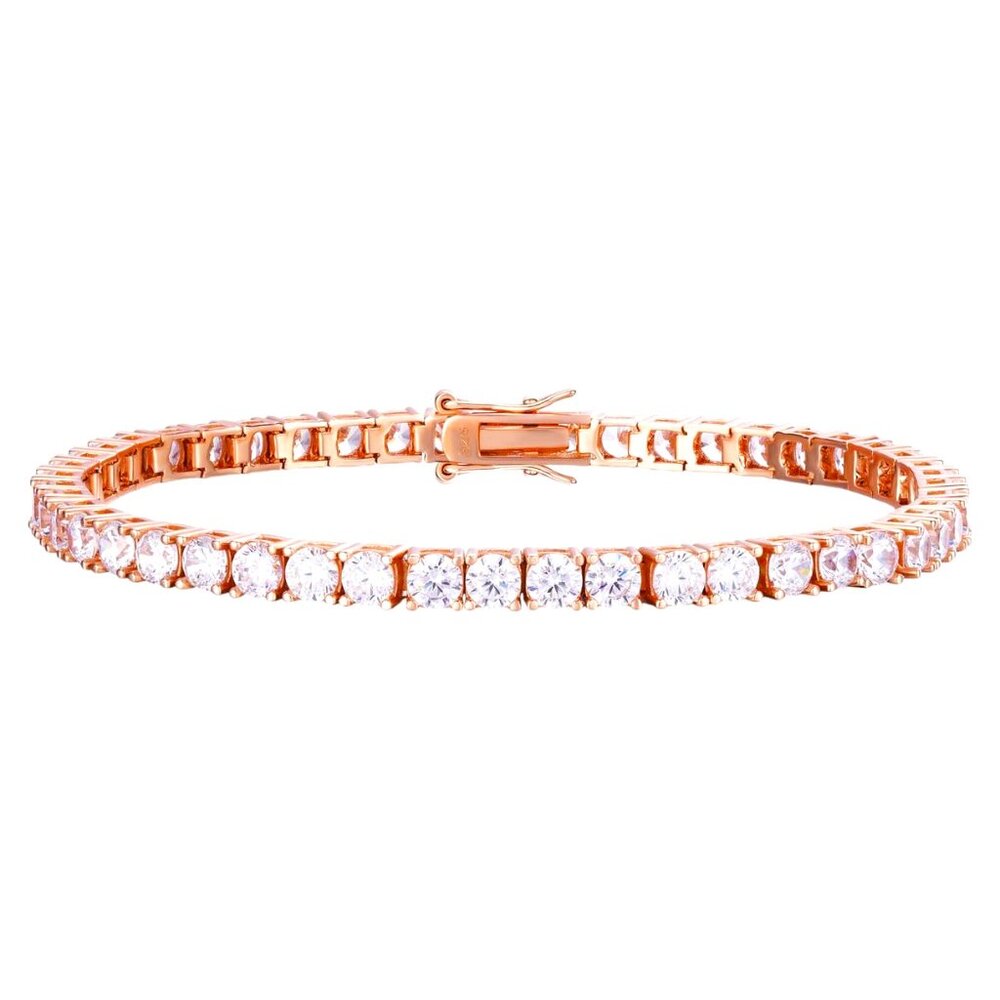 CZ Stones Rose Gold Plated Over 925 SilverTennis Bracelet